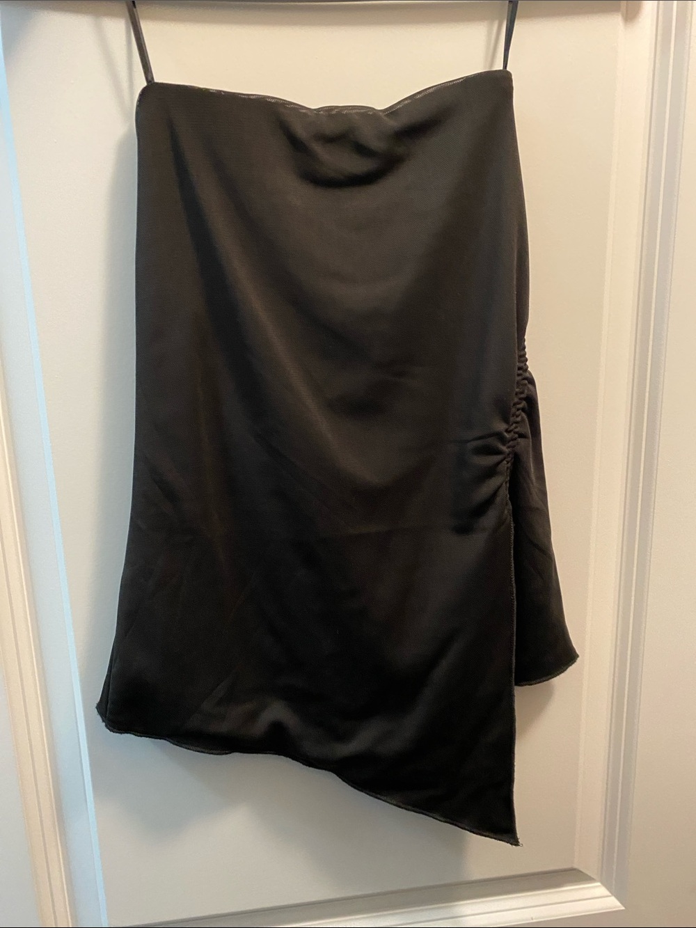 Garage Asymmetrical Ruched Tube Top